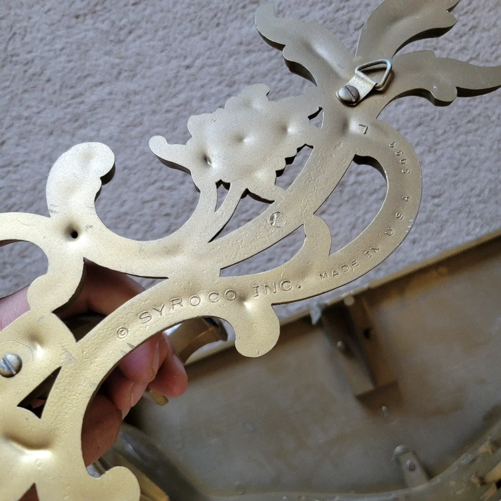Vintage Set Syroco Dart Gold Hollywood Regency Wall Sconces and Shelf #3025#3933